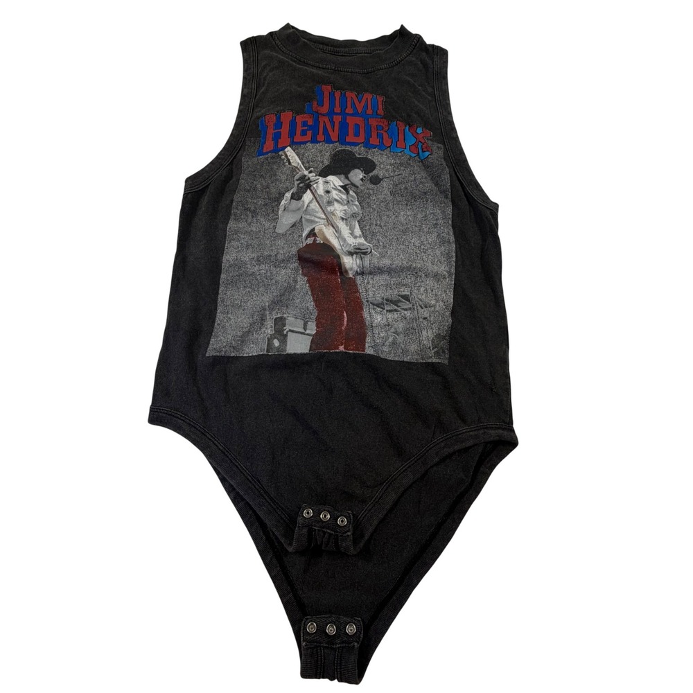 Rockin Artwork Jimi Hendrix Graphic Bodysuit Charcoal Grey Small - Picture 2 of 6